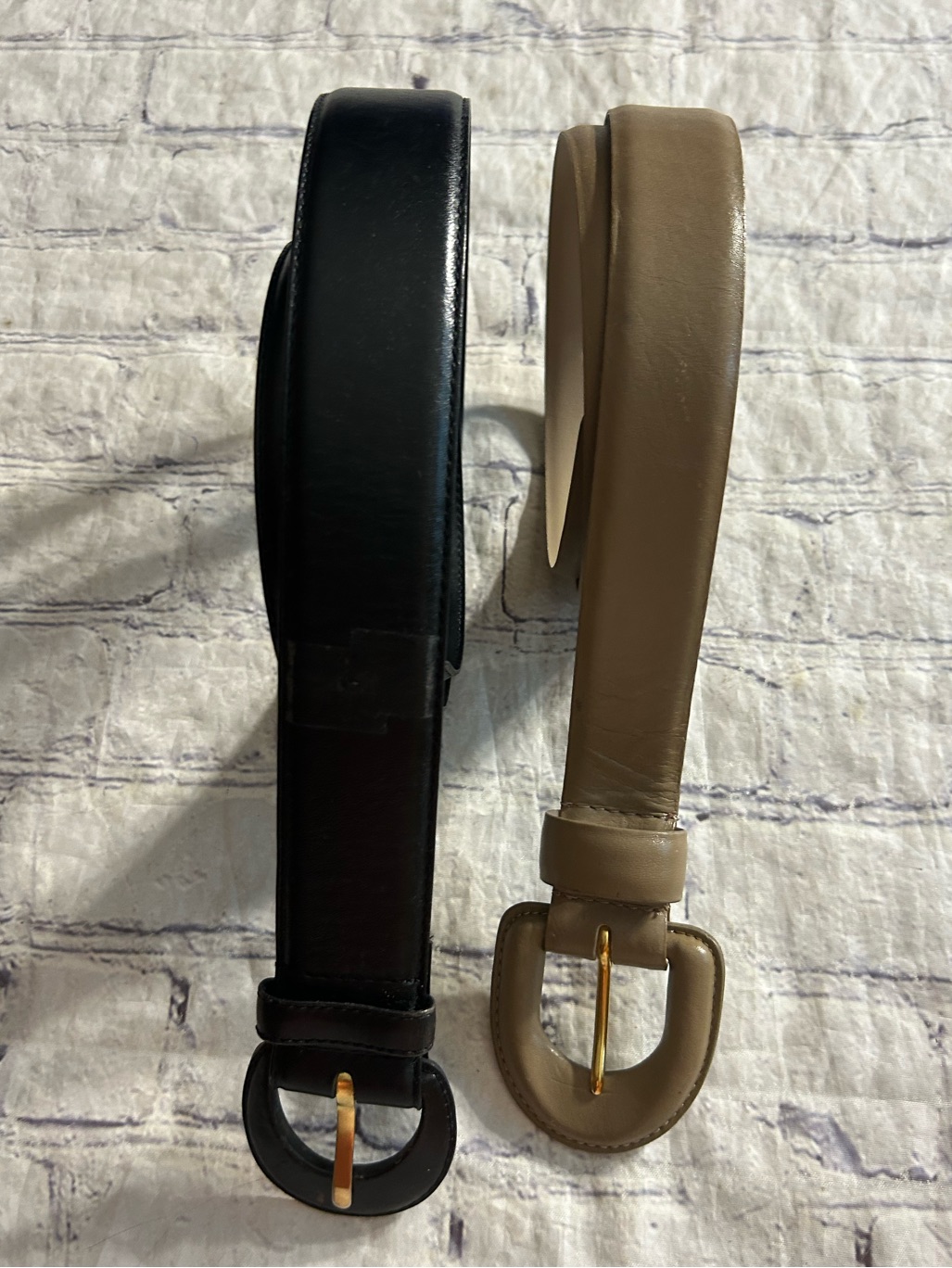 Jennifer Moore Vtg Black Leather  Woodward Vtg Tan Leather Belts Size Vtg Large